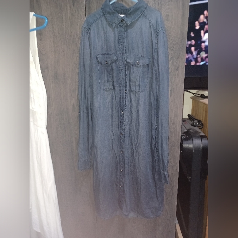 Denim Long Sleeve Shirt Dress